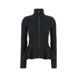 Alaia Women Dark Grey Wool Blend Cardigan